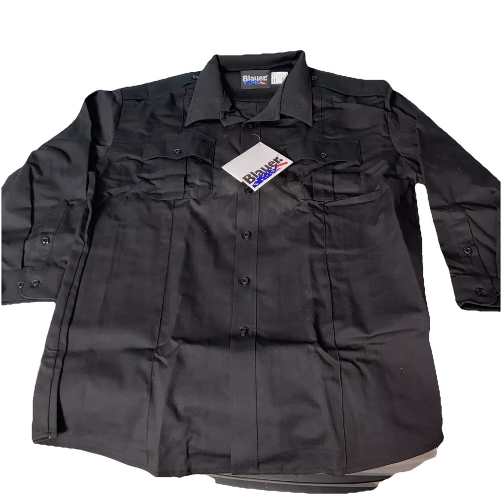 Blauer Mens Shirt 2XL Long Sleeve Cotton Blend Black Dual Pockets